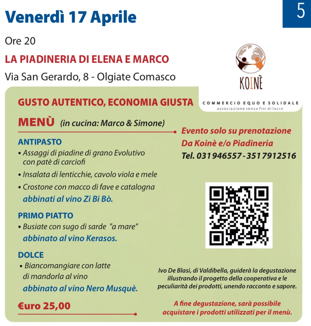 Il sindaco Moretti ai fornelli per una serata equosolidale a Olgiate Comasco